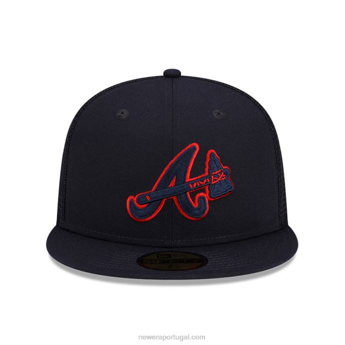 FFTN1394 New Era atlanta braves treino de rebatidas mlb boné 59fifty da marinha