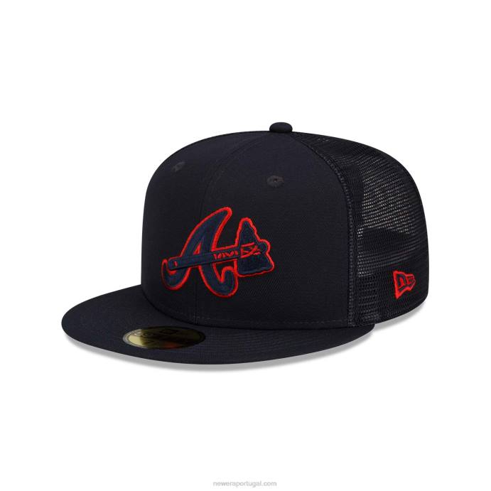 FFTN1394 New Era atlanta braves treino de rebatidas mlb boné 59fifty da marinha