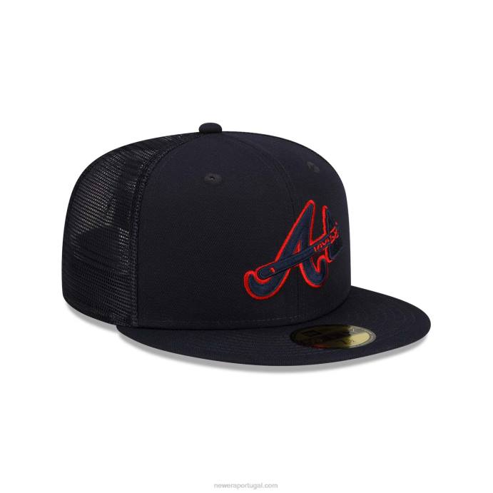 FFTN1394 New Era atlanta braves treino de rebatidas mlb boné 59fifty da marinha