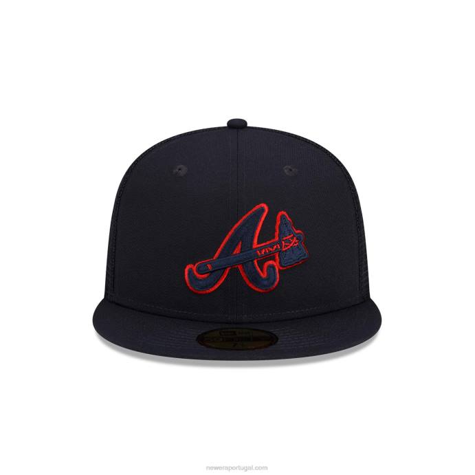 FFTN1394 New Era atlanta braves treino de rebatidas mlb boné 59fifty da marinha