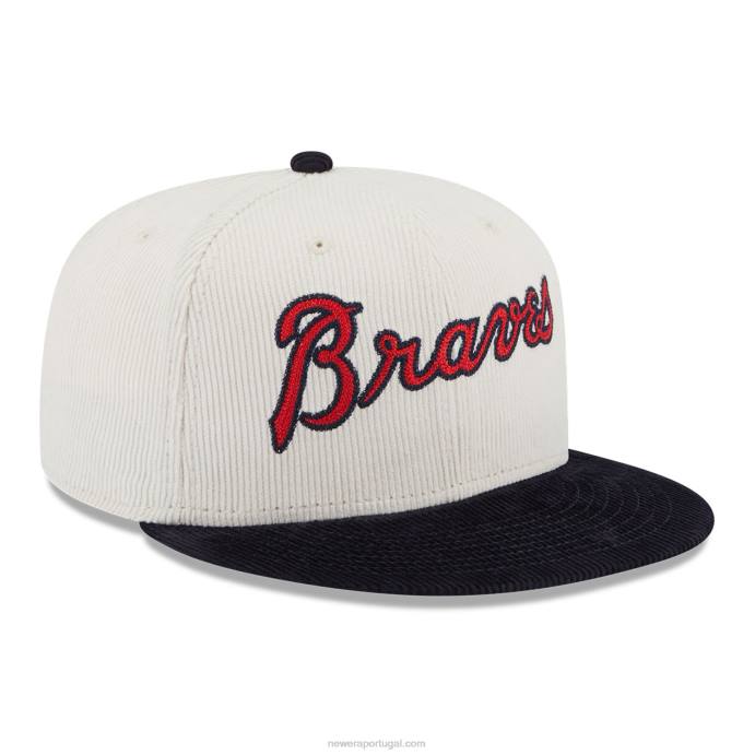 FFTN1397 New Era Boné ajustado branco 59fifty com cordão vintage Atlanta Braves