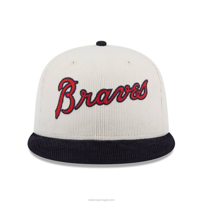 FFTN1397 New Era Boné ajustado branco 59fifty com cordão vintage Atlanta Braves