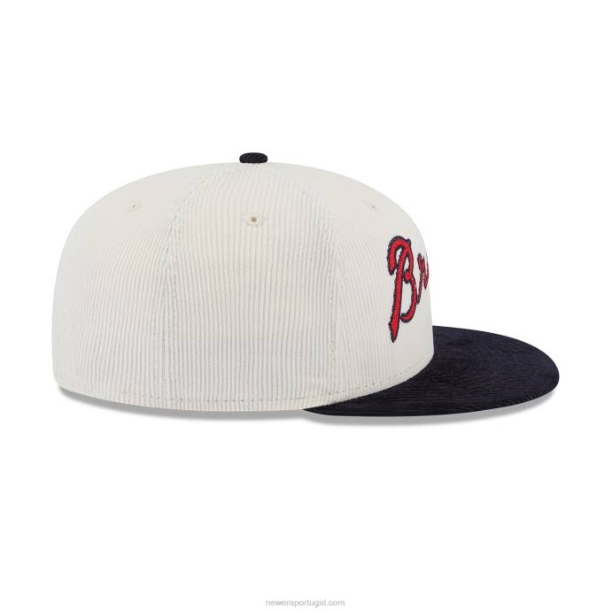 FFTN1397 New Era Boné ajustado branco 59fifty com cordão vintage Atlanta Braves