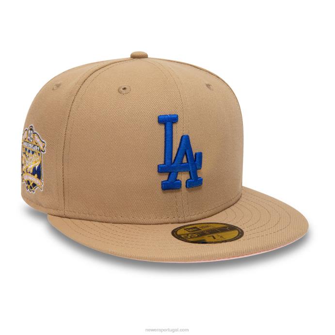 FFTN1402 New Era la dodgers 40º aniversário boné marrom 59fifty ajustado