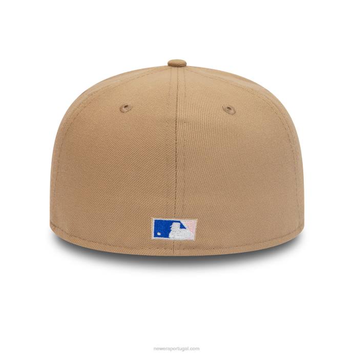 FFTN1402 New Era la dodgers 40º aniversário boné marrom 59fifty ajustado