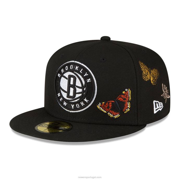 FFTN1405 New Era brooklyn nets feltro x nba boné preto 59fifty