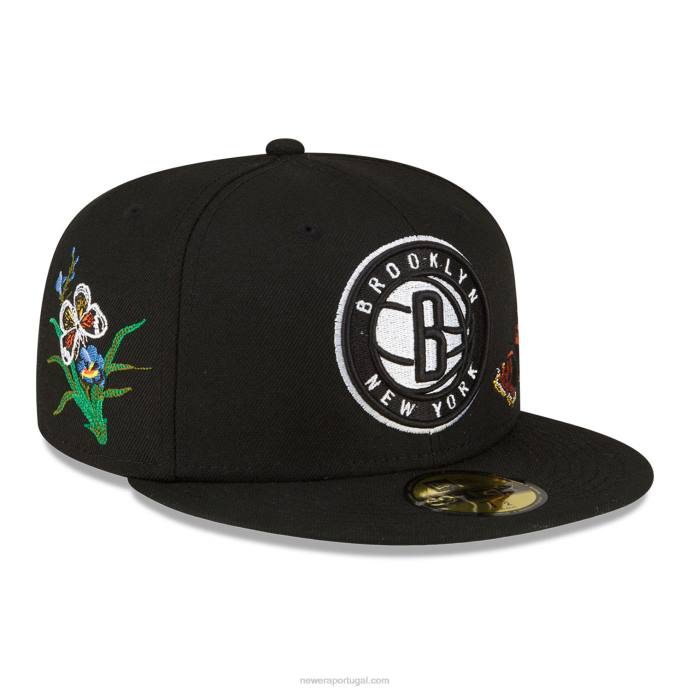 FFTN1405 New Era brooklyn nets feltro x nba boné preto 59fifty
