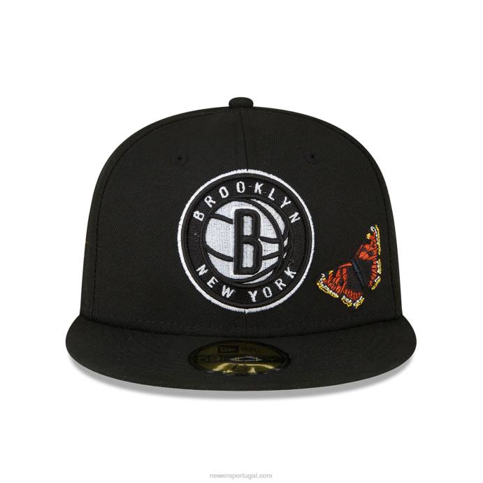 FFTN1405 New Era brooklyn nets feltro x nba boné preto 59fifty