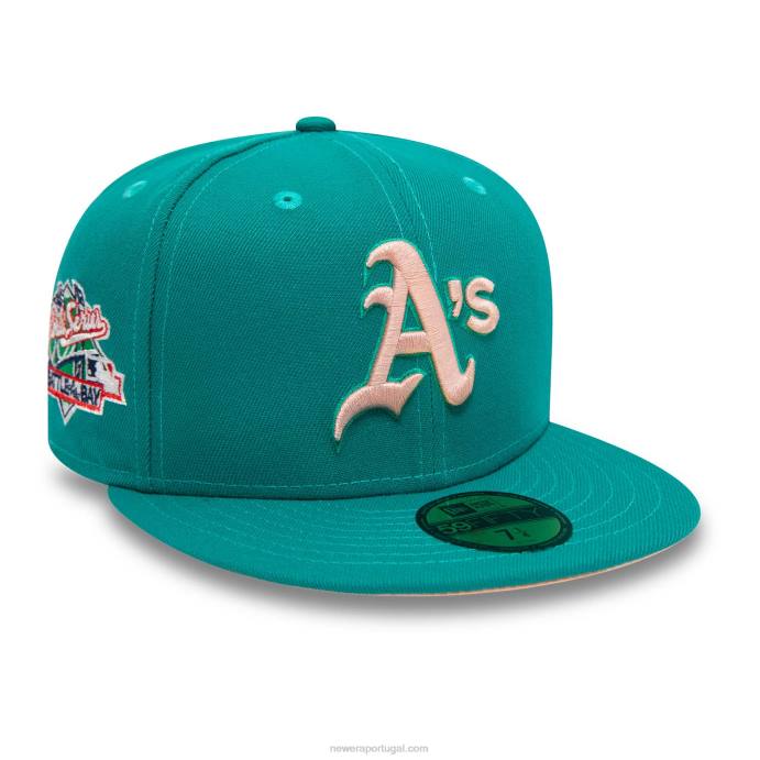 FFTN1407 New Era Boné Oakland Athletics World Series Verde 59Fifty