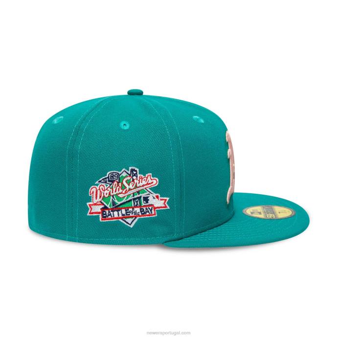 FFTN1407 New Era Boné Oakland Athletics World Series Verde 59Fifty