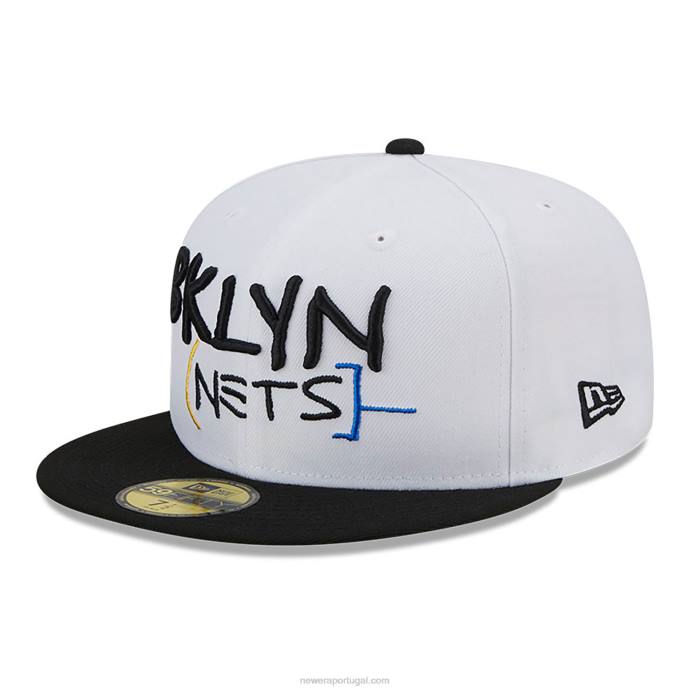 FFTN1410 New Era brooklyn nets authentics city edition branco 59fifty boné ajustado