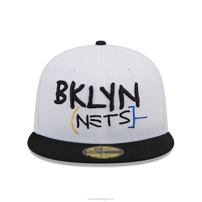 FFTN1410 New Era brooklyn nets authentics city edition branco 59fifty boné ajustado