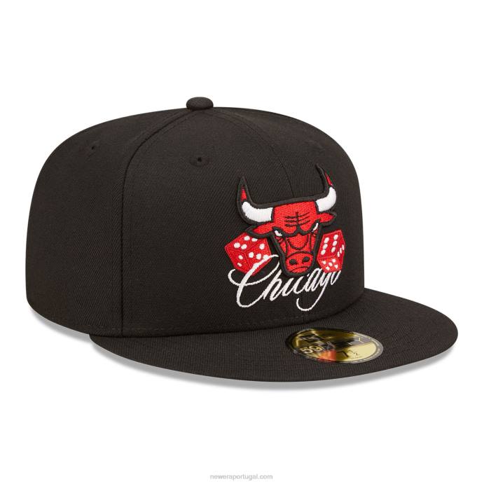 FFTN1414 New Era Boné Chicago Bulls Roller Black 59Fifty
