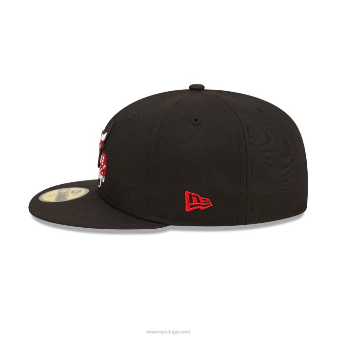 FFTN1414 New Era Boné Chicago Bulls Roller Black 59Fifty