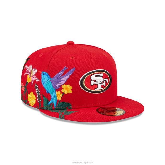 FFTN1417 New Era san francisco 49ers nfl blooming red 59fifty boné ajustado