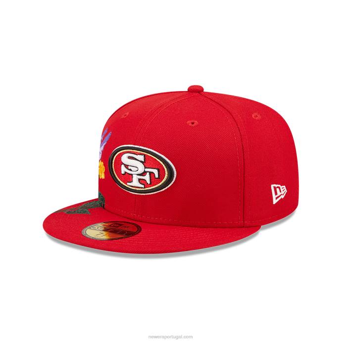 FFTN1417 New Era san francisco 49ers nfl blooming red 59fifty boné ajustado