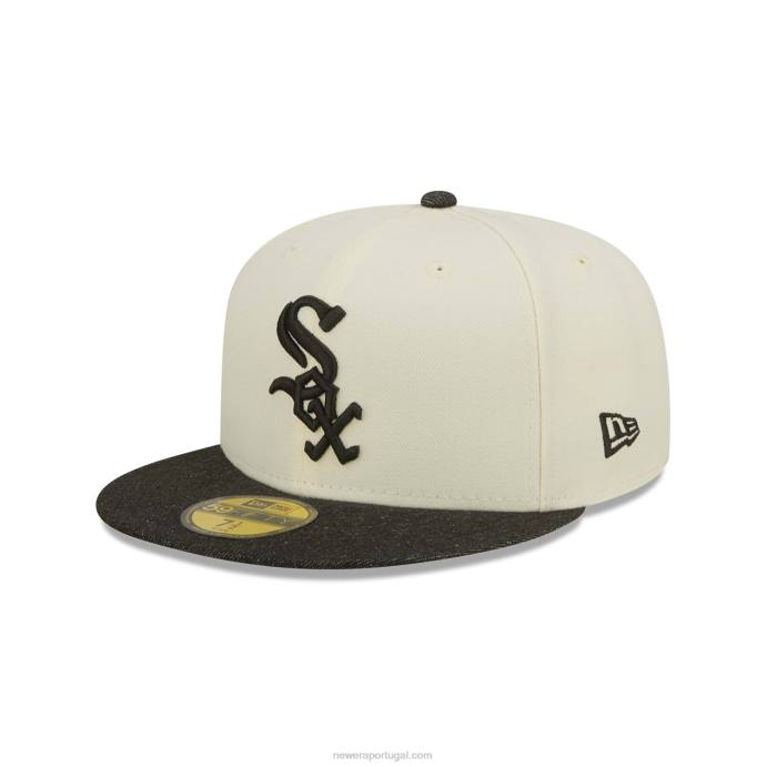 FFTN1419 New Era chicago white sox mlb boné black denim chrome white 59fifty