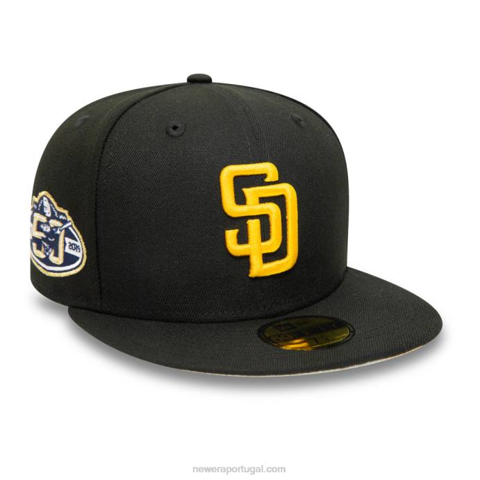 FFTN141 New Era san diego padres 50º aniversário boné preto 59fifty