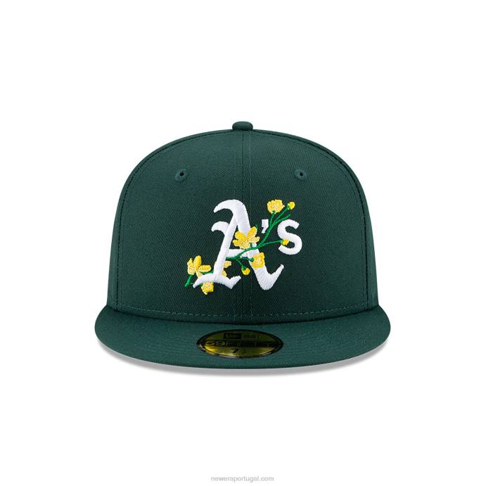 FFTN1422 New Era Boné Oakland Athletics Side Patch Bloom Verde Escuro 59Fifty