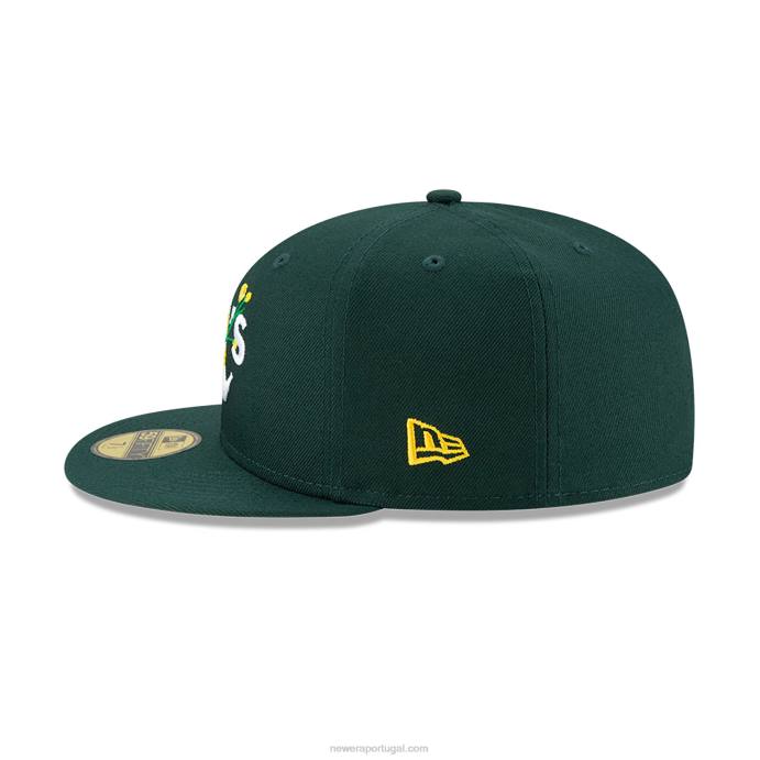 FFTN1422 New Era Boné Oakland Athletics Side Patch Bloom Verde Escuro 59Fifty