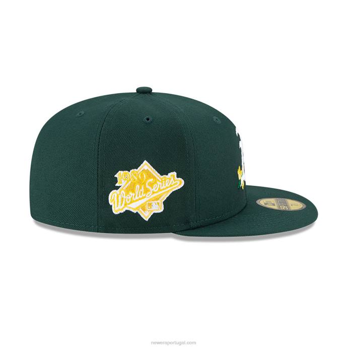 FFTN1422 New Era Boné Oakland Athletics Side Patch Bloom Verde Escuro 59Fifty