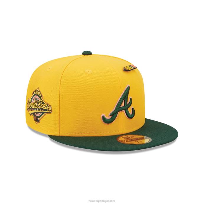FFTN1424 New Era boné amarelo 59fifty ajustado de volta às aulas do atlanta braves