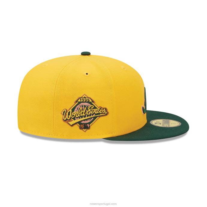 FFTN1424 New Era boné amarelo 59fifty ajustado de volta às aulas do atlanta braves