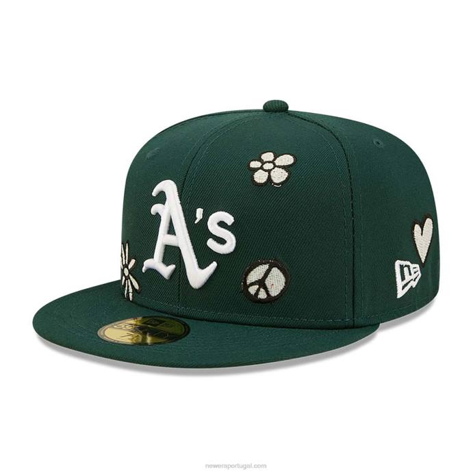 FFTN1428 New Era oakland atletismo mlb luz solar pop verde escuro boné 59fifty