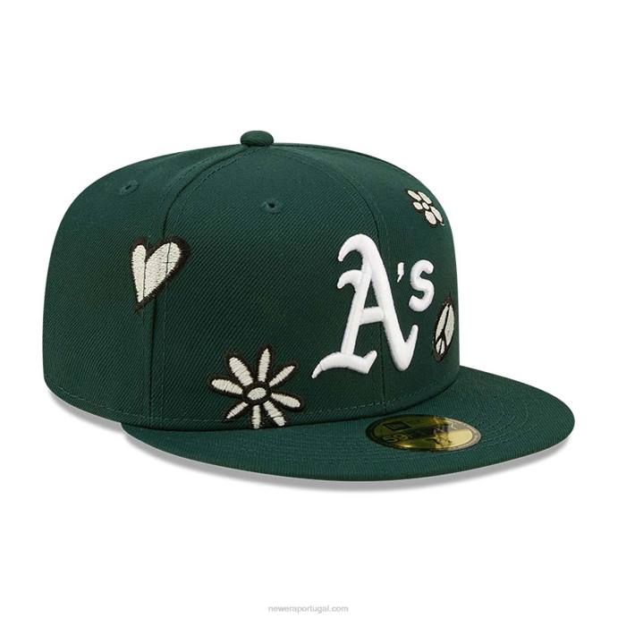 FFTN1428 New Era oakland atletismo mlb luz solar pop verde escuro boné 59fifty
