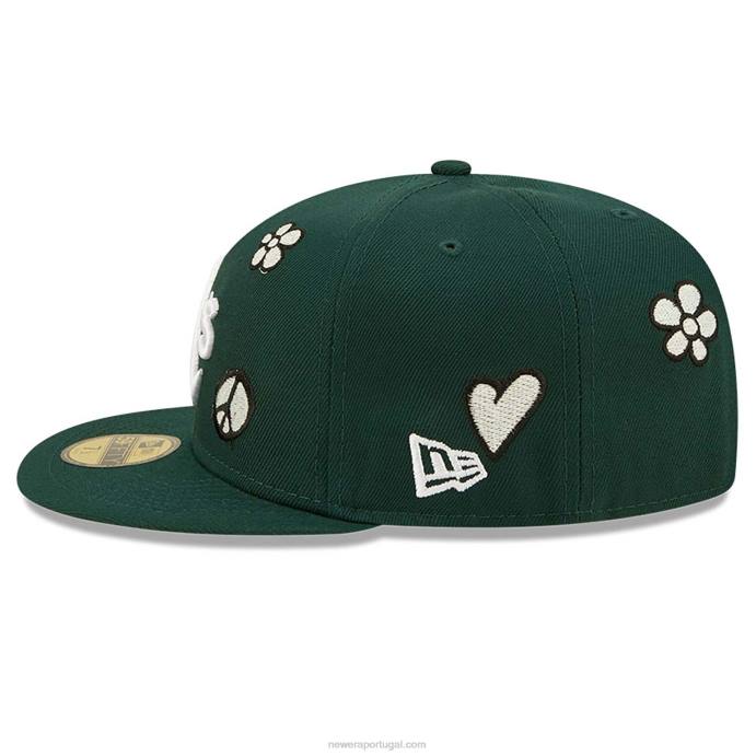 FFTN1428 New Era oakland atletismo mlb luz solar pop verde escuro boné 59fifty