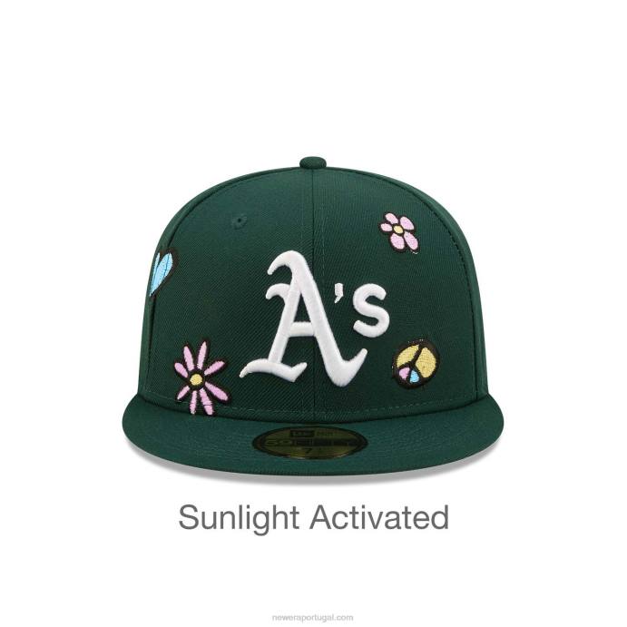 FFTN1428 New Era oakland atletismo mlb luz solar pop verde escuro boné 59fifty