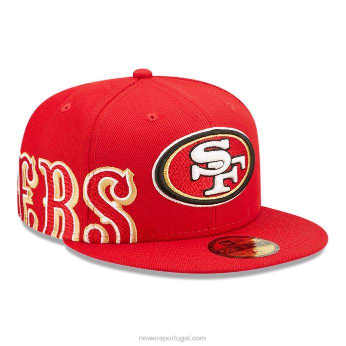 FFTN1432 New Era san francisco 49ers nfl side split red 59fifty boné ajustado