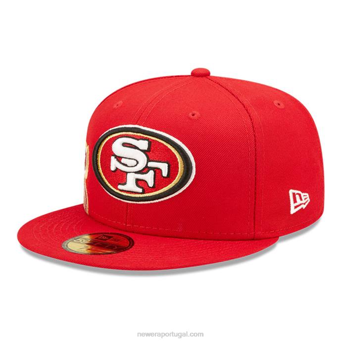 FFTN1432 New Era san francisco 49ers nfl side split red 59fifty boné ajustado