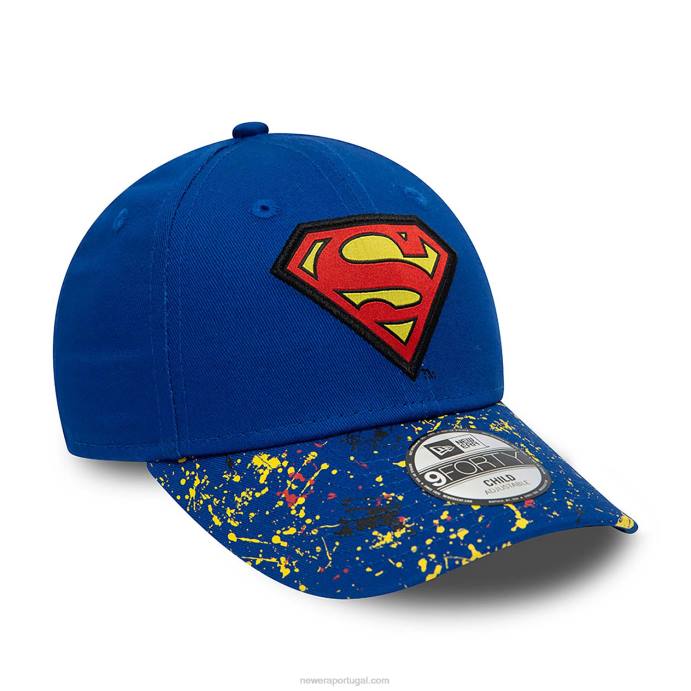 FFTN1438 New Era Boné ajustável Superman Youth DC Splat Blue 9Forty