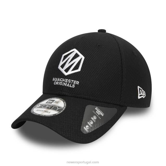 FFTN1473 New Era manchester originals boné preto 9forty da era dos cem diamantes