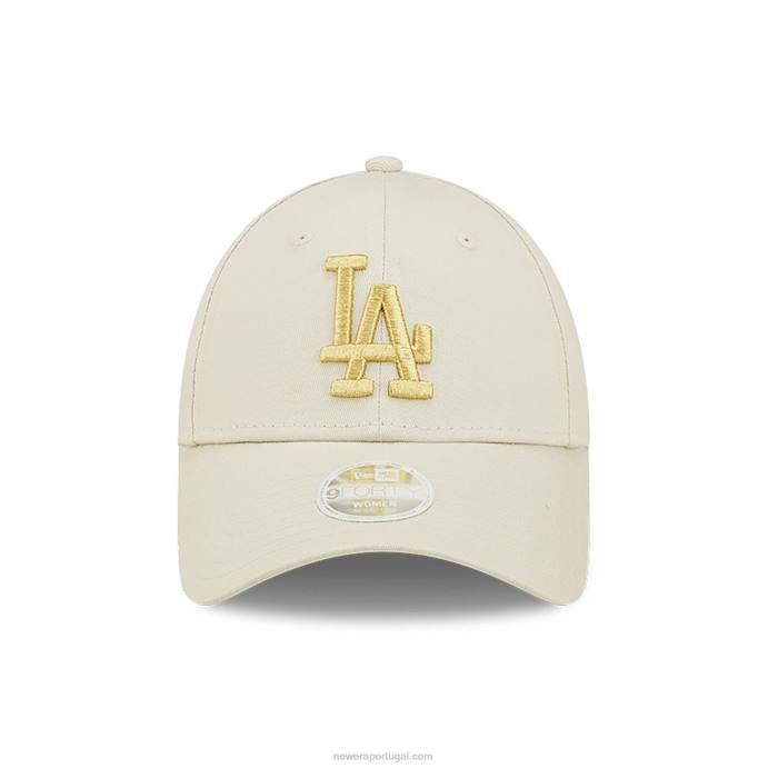 FFTN1479 New Era Boné La Dodgers Feminino Metalizado Logo Stone 9Forty Ajustável