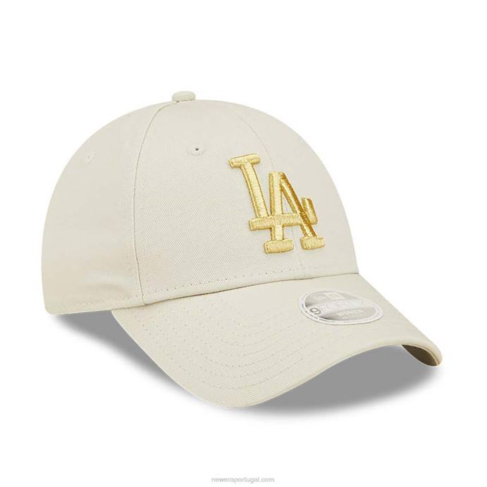 FFTN1479 New Era Boné La Dodgers Feminino Metalizado Logo Stone 9Forty Ajustável