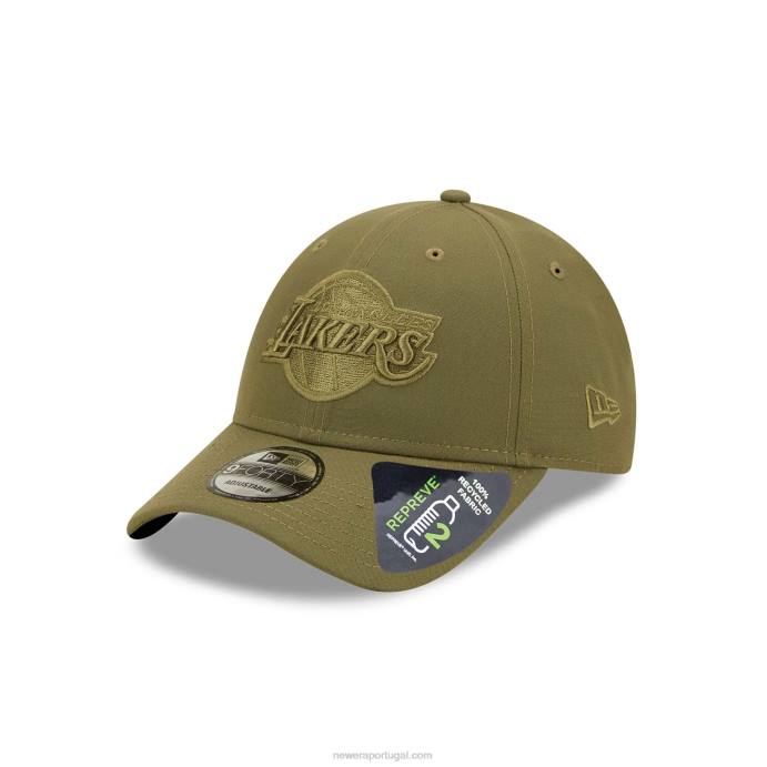 FFTN1482 New Era boné regulável 9forty verde médio la lakers repreve
