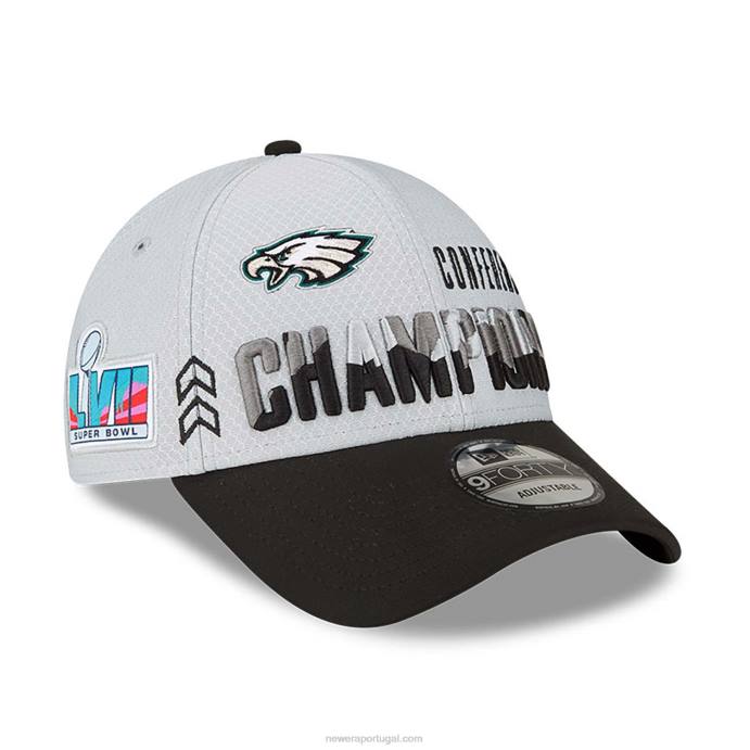 FFTN1495 New Era boné ajustável philadelphia eagles conference champions cinza 9forty
