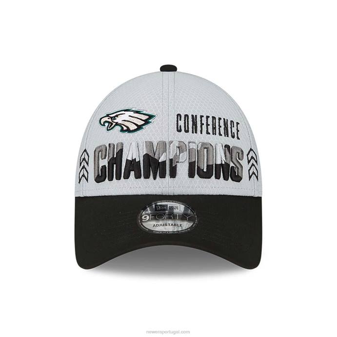 FFTN1495 New Era boné ajustável philadelphia eagles conference champions cinza 9forty