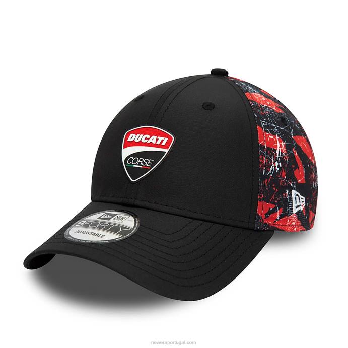 FFTN1498 New Era ducati all over print corse logo boné ajustável 9forty preto