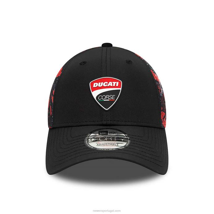 FFTN1498 New Era ducati all over print corse logo boné ajustável 9forty preto