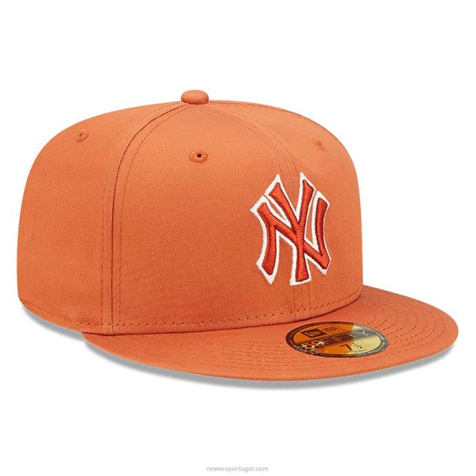 FFTN14 New Era boné ajustado da equipe New York Yankees 59fifty marrom médio