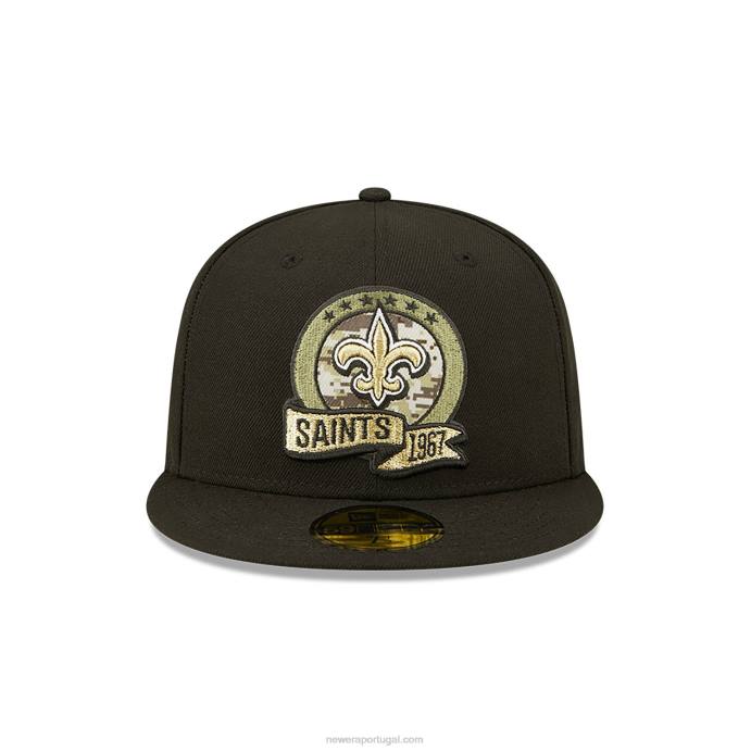 FFTN151 New Era new orleans saints nfl salute to service boné preto 59fifty