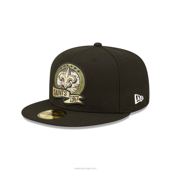 FFTN151 New Era new orleans saints nfl salute to service boné preto 59fifty