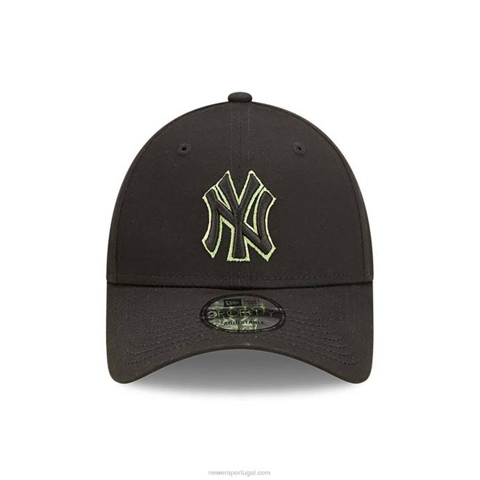 FFTN1534 New Era New York Yankees Team Outline boné preto 9forty ajustável