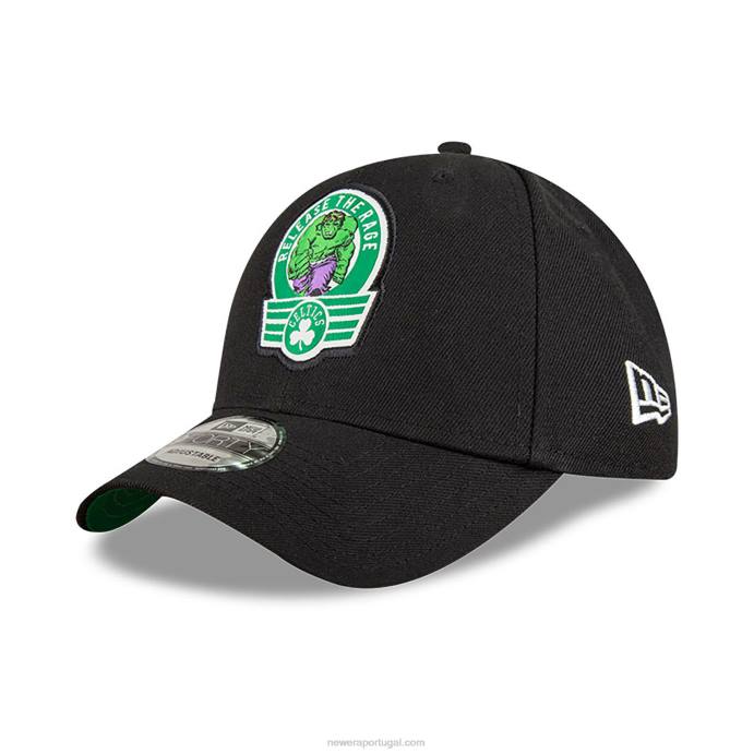 FFTN1545 New Era boston celtics nba x marvel hulk preto 9forty boné ajustável