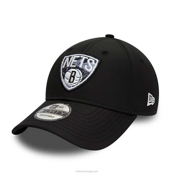FFTN1549 New Era brooklyn nets com enchimento preto 9forty boné ajustável