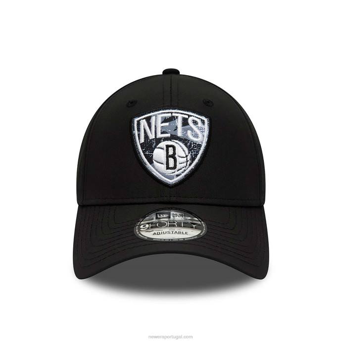 FFTN1549 New Era brooklyn nets com enchimento preto 9forty boné ajustável