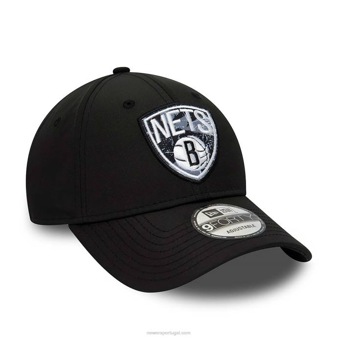 FFTN1549 New Era brooklyn nets com enchimento preto 9forty boné ajustável